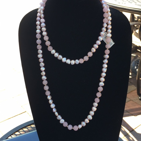 Gorgeous Pink Baroque Pearls Beads Gold Necklace - Picture 2 of 3